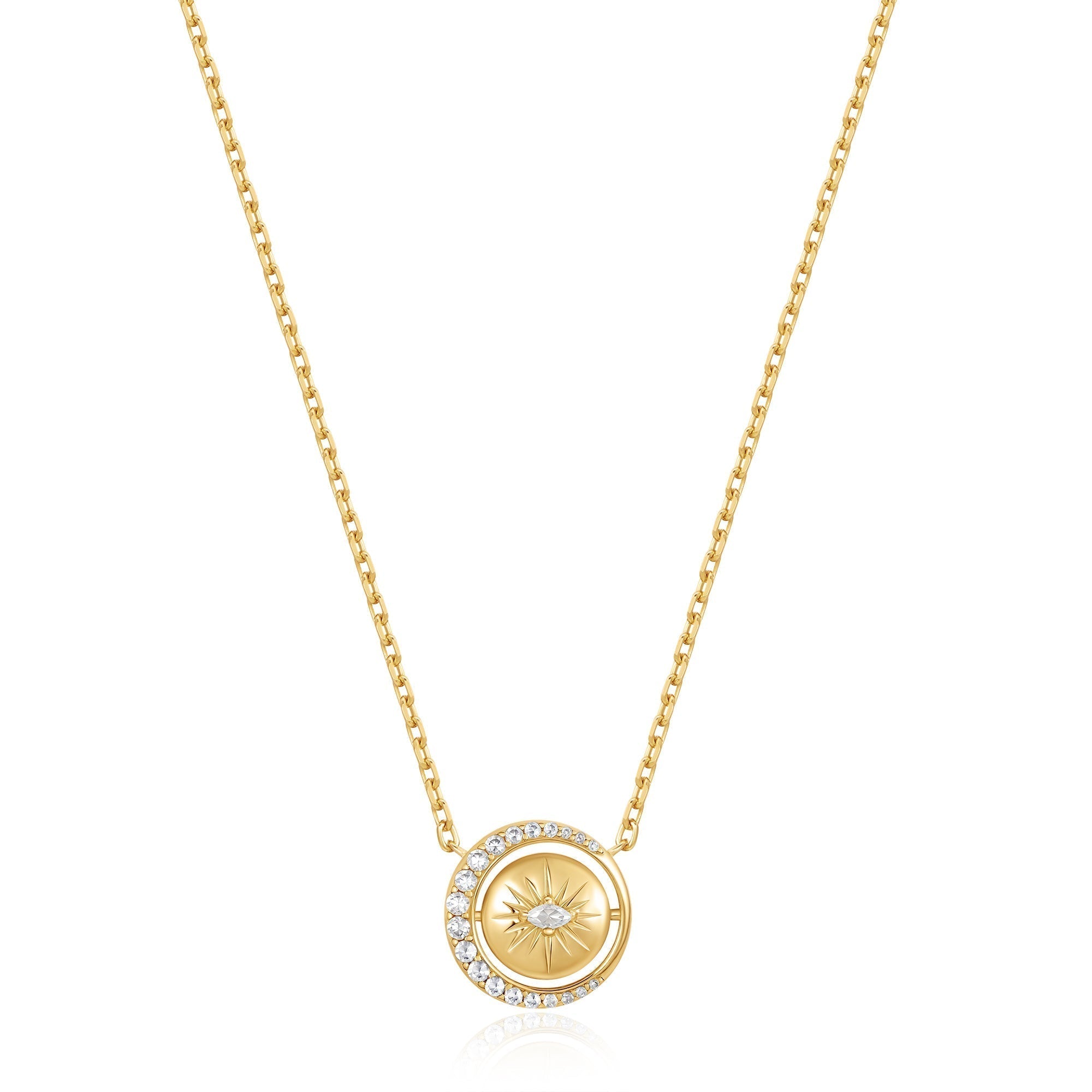 Ania Haie Gold Reversible Pave Moon Evil-Eye Necklace