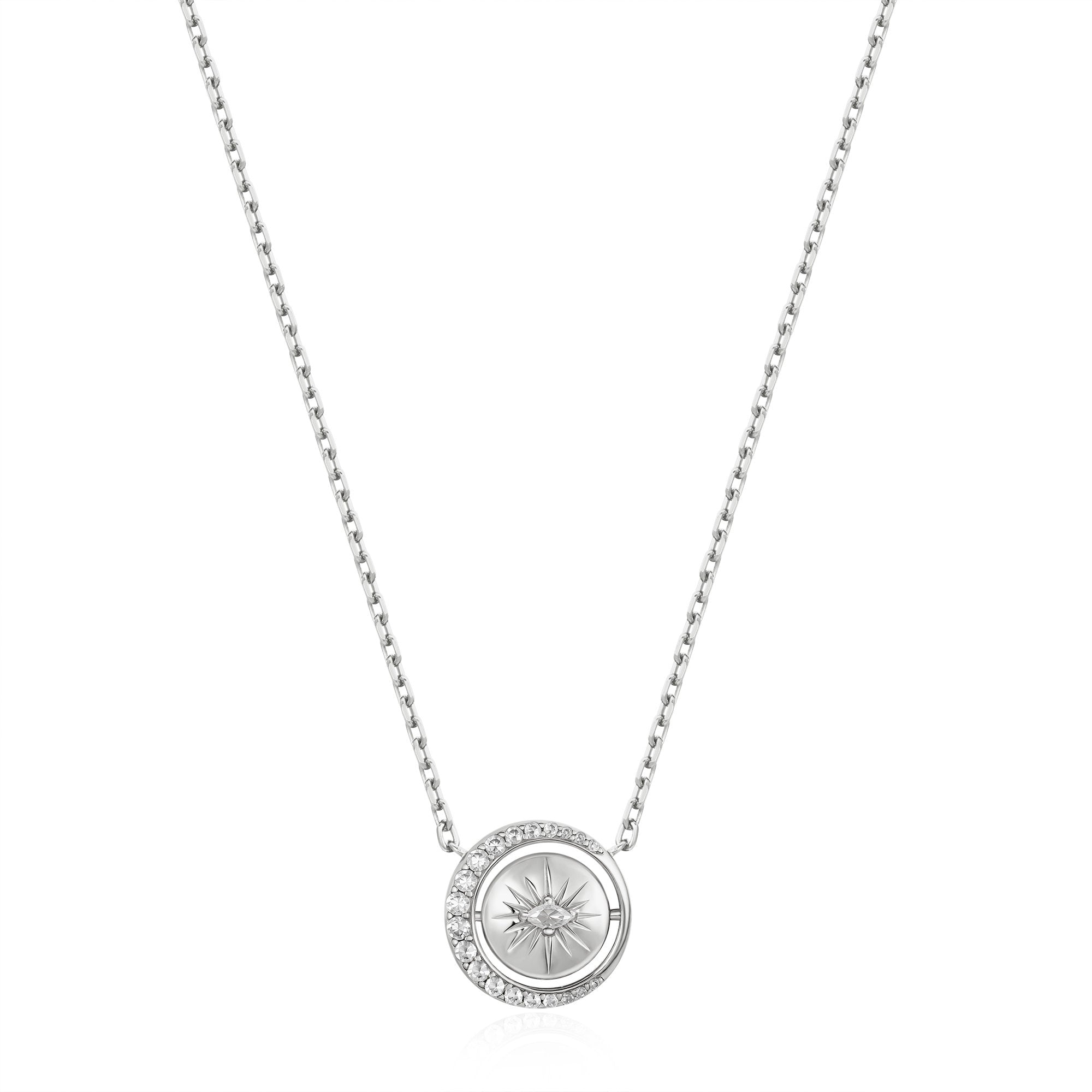 Ania Haie Silver Reversible Pave Moon Evil-Eye Necklace