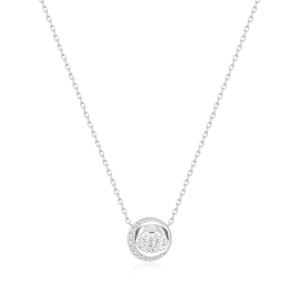Ania Haie Silver Reversible Pave Moon Evil-Eye Necklace