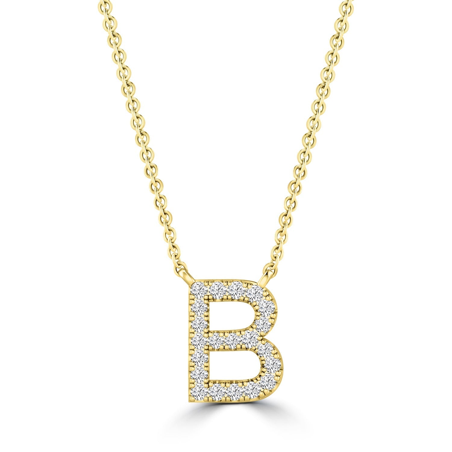 9ct Yellow Gold Diamond Initial 'B' Necklace
