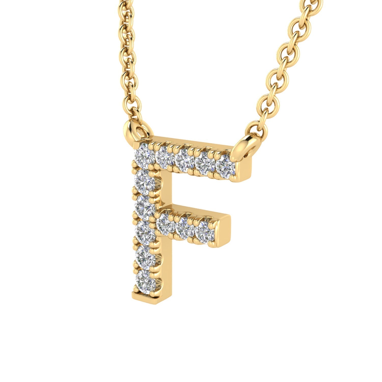 9ct Yellow Gold Diamond Initial 'F' Necklace