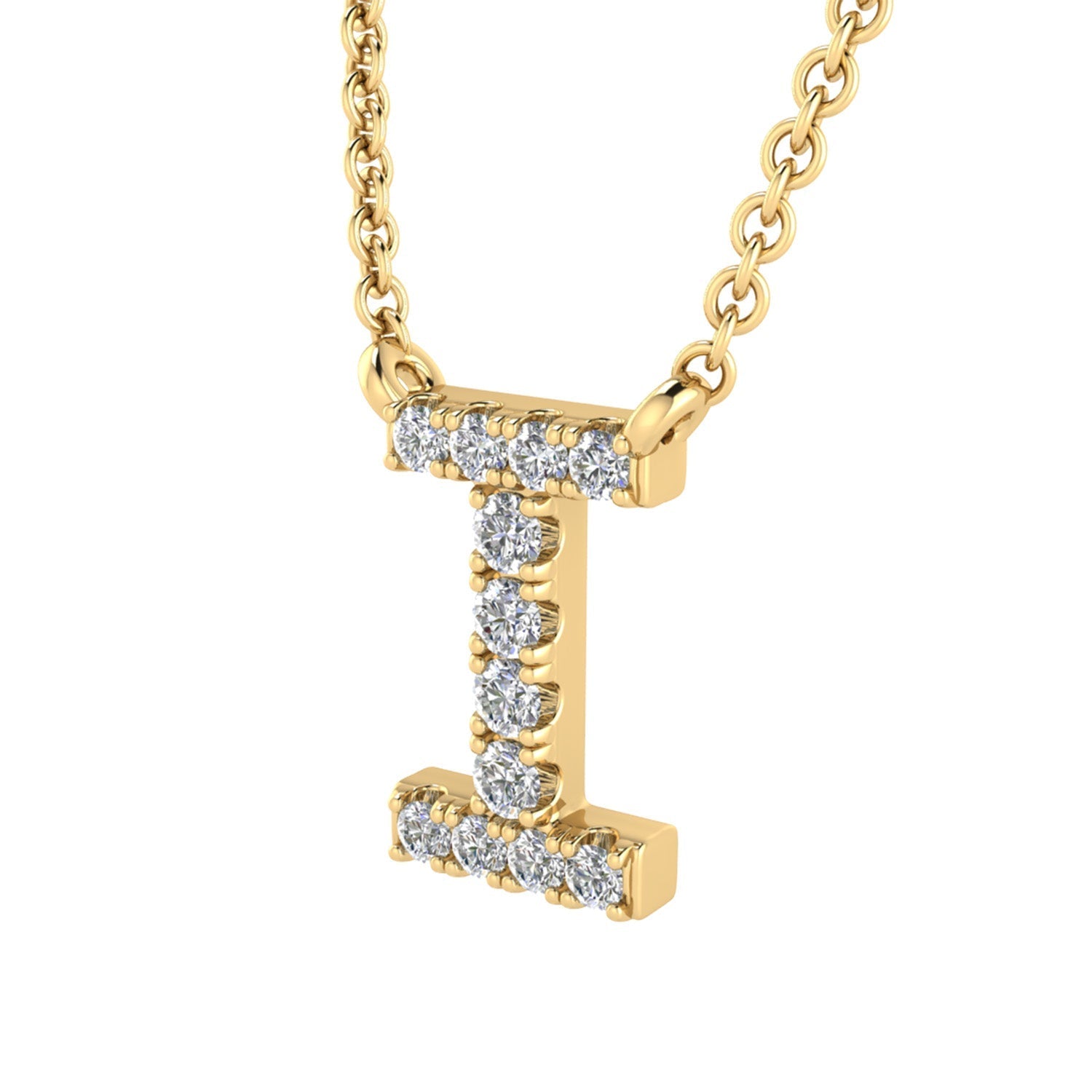 9ct Yellow Gold Diamond Initial 'I' Necklace