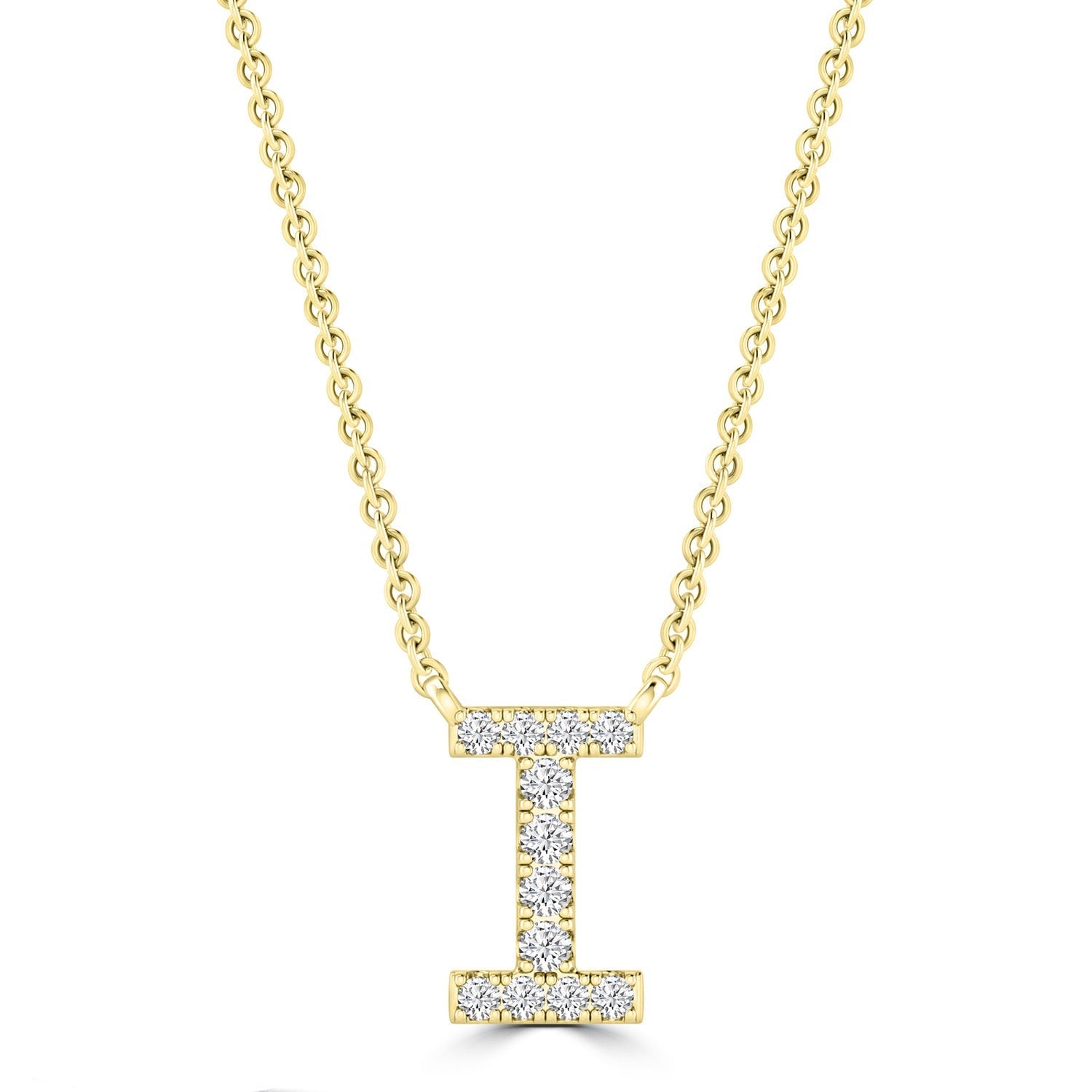 9ct Yellow Gold Diamond Initial 'I' Necklace