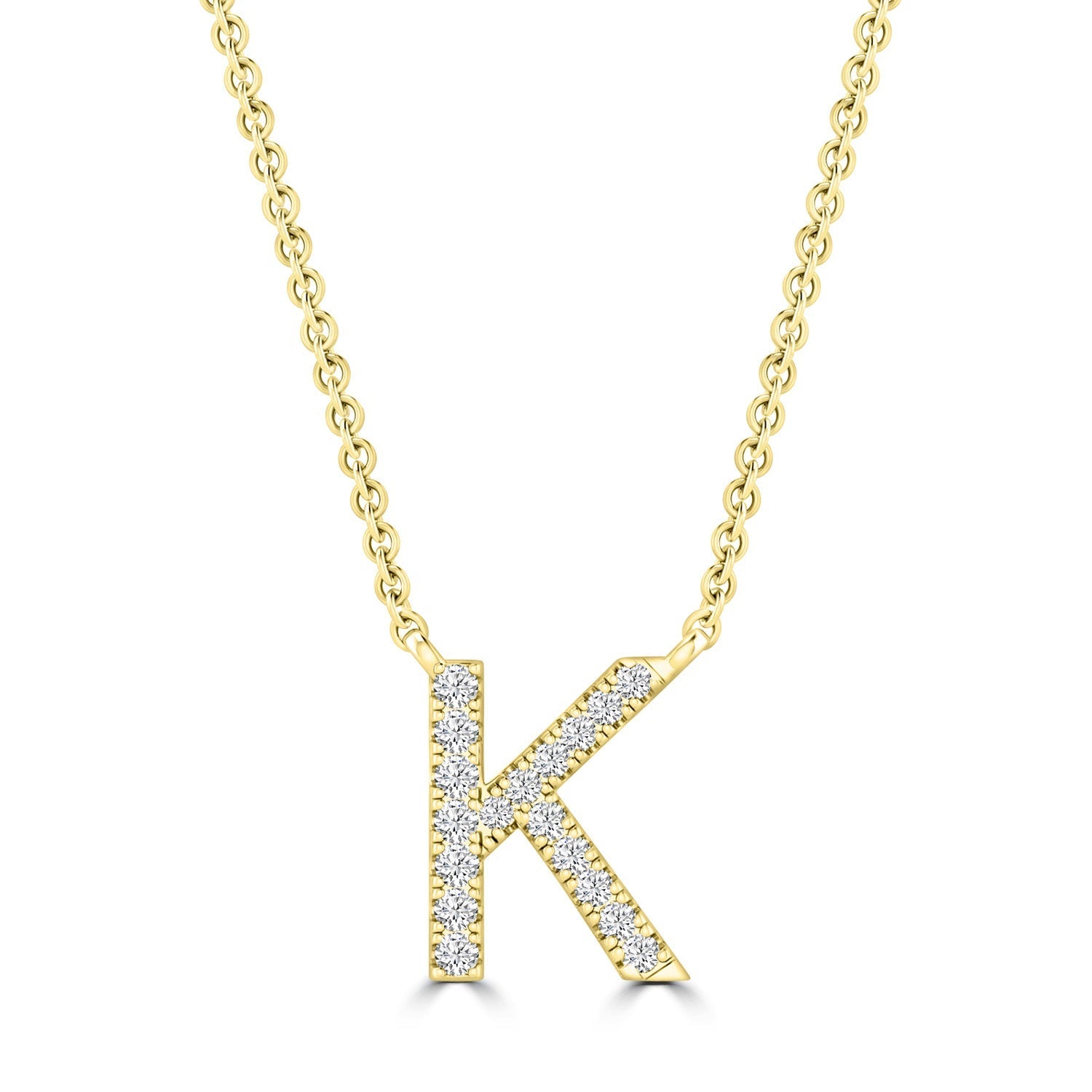 9ct Yellow Gold Diamond Initial 'K' Necklace