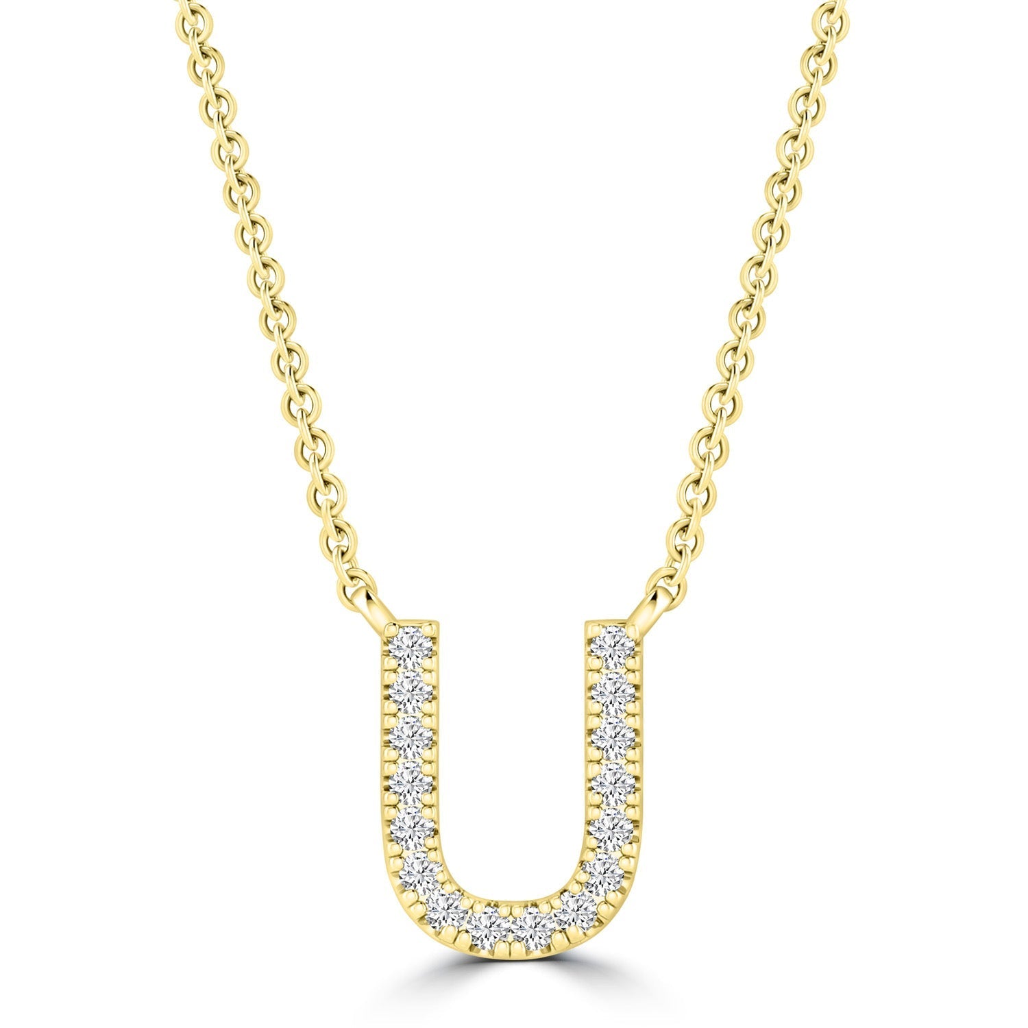 9ct Yellow Gold Diamond Initial 'U' Necklace