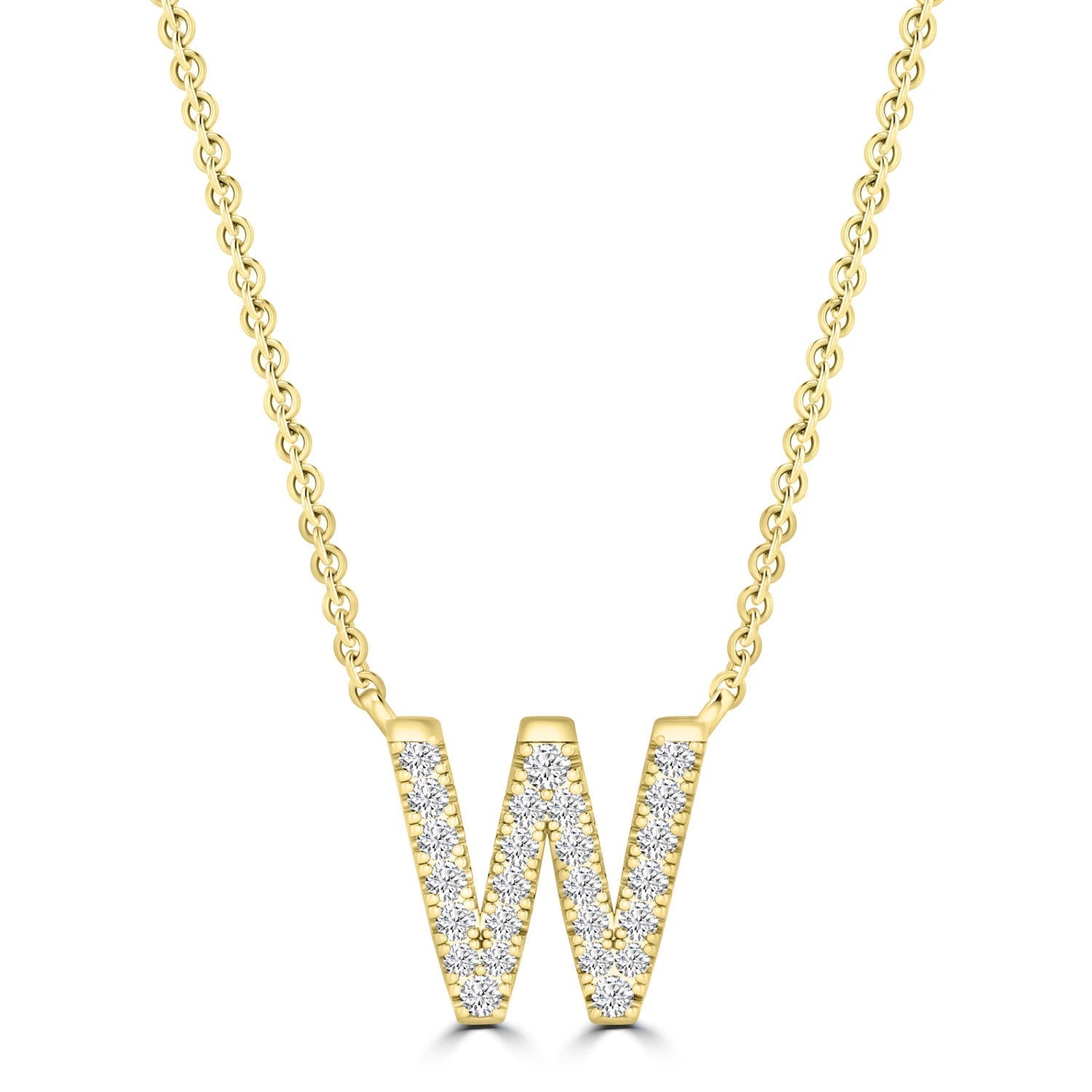 9ct Yellow Gold Diamond Initial 'W' Necklace