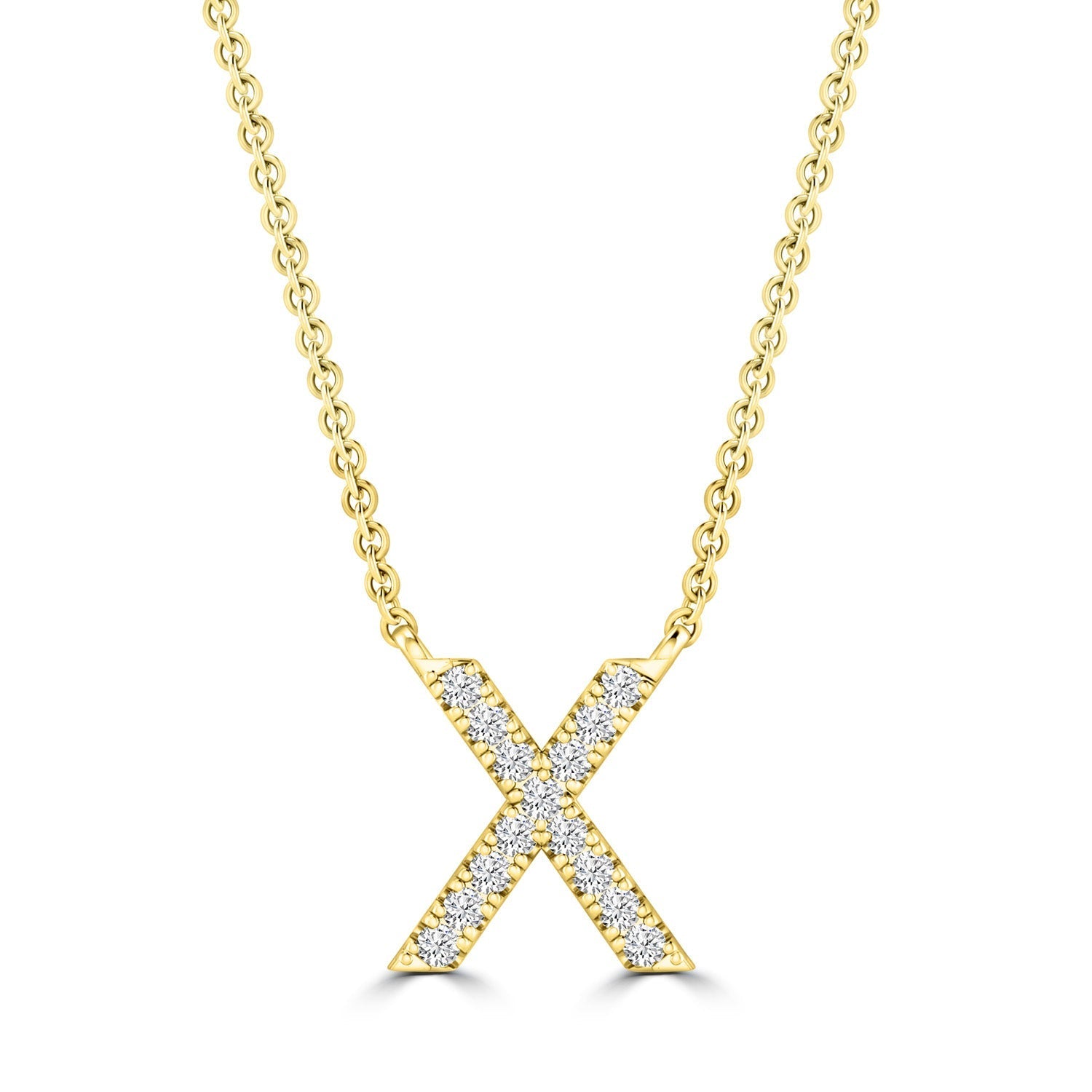 9ct Yellow Gold Diamond Initial 'X' Necklace