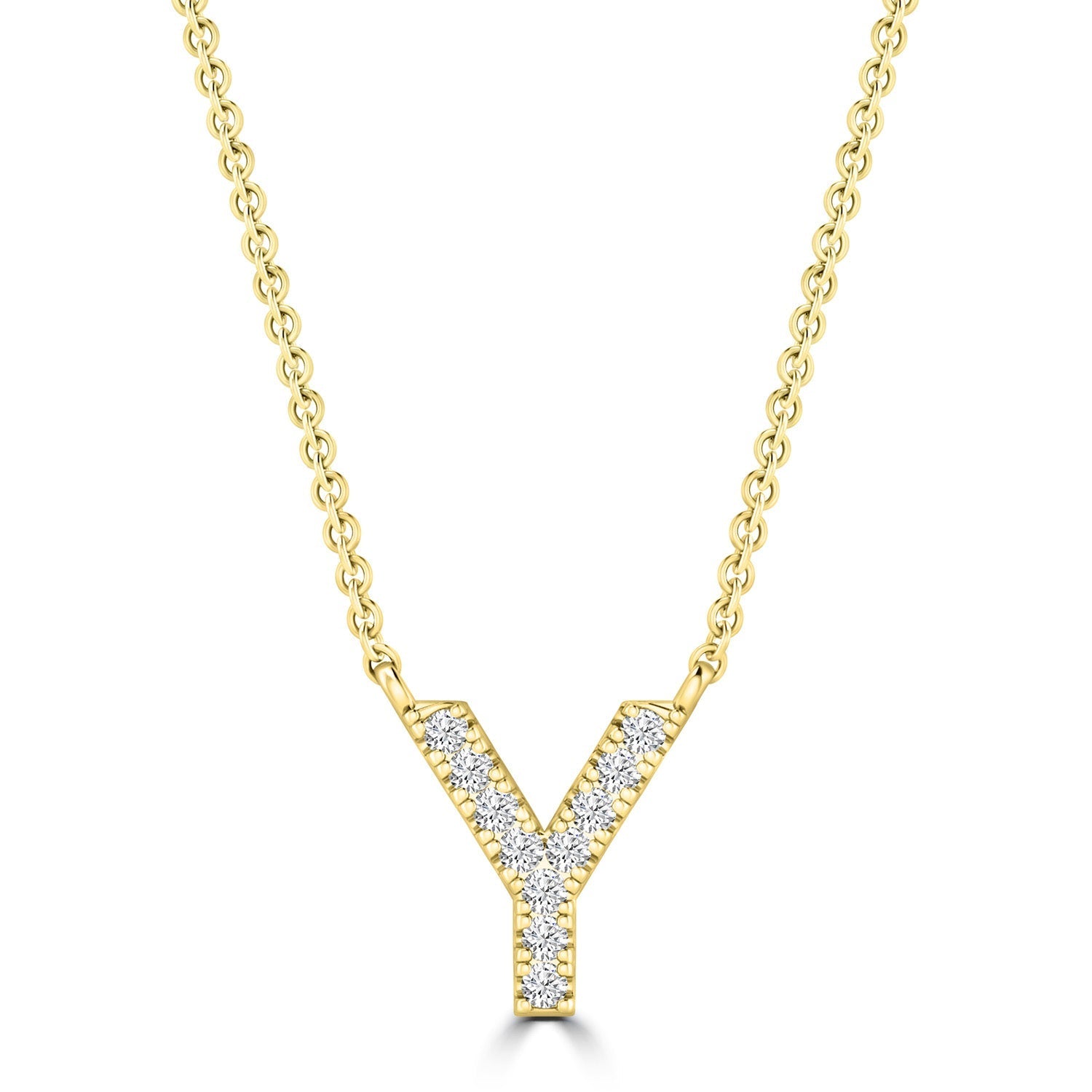 9ct Yellow Gold Diamond Initial 'Y' Necklace