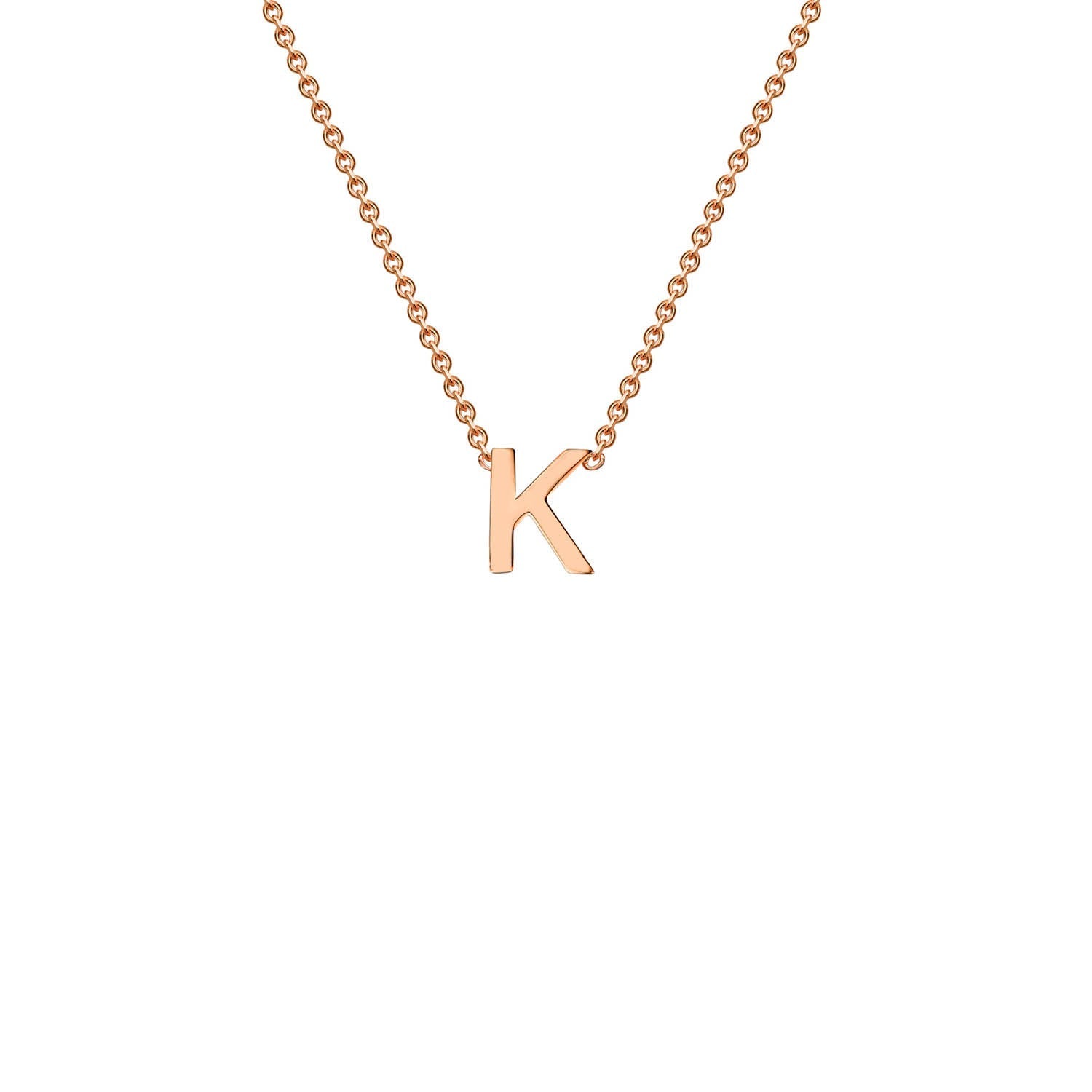 9ct Rose Gold 'K' Initial Adjustable Letter Necklace 38/43cm