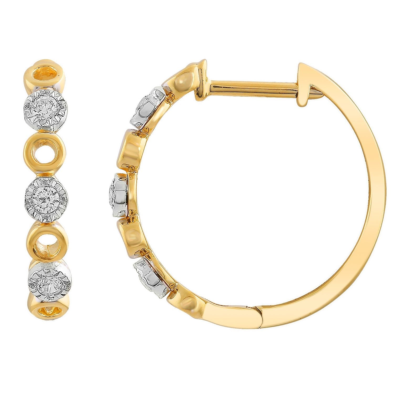 9ct Yellow Gold 0.10ct Diamond Hoop Earrings