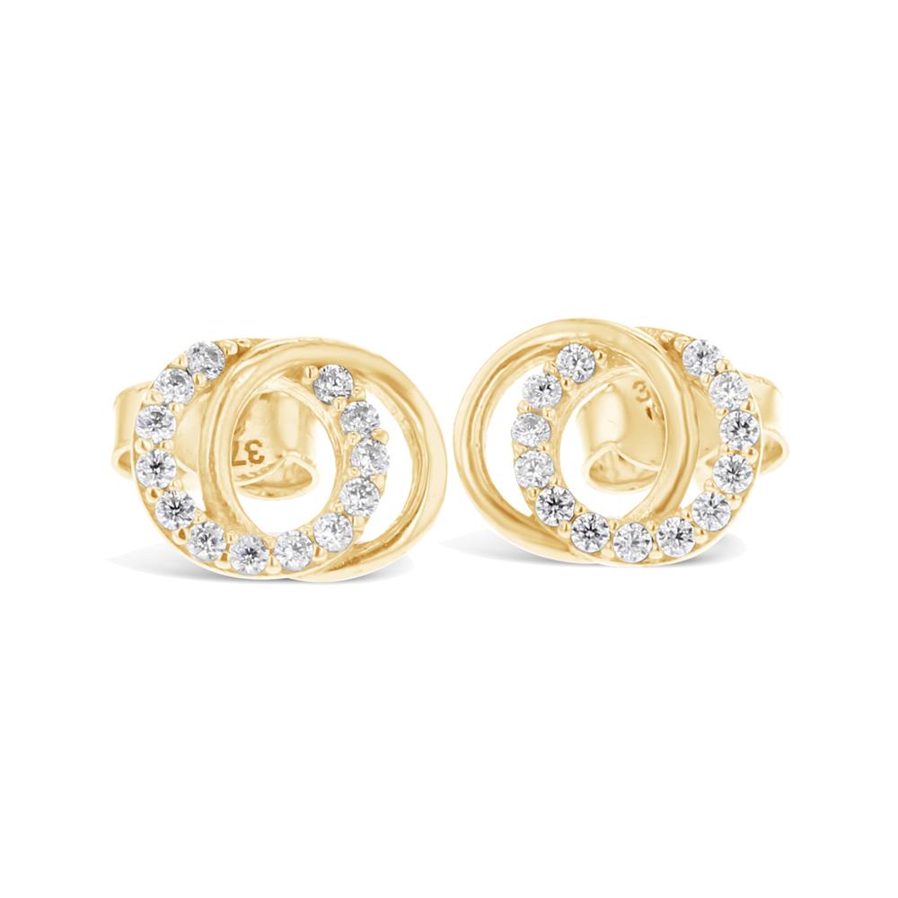 Double Circle Stud Earrings in 9ct Yellow Gold