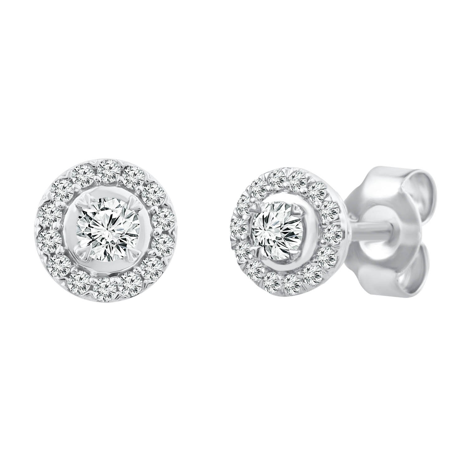 9ct White Gold 0.25ct Diamond Halo Stud Earrings