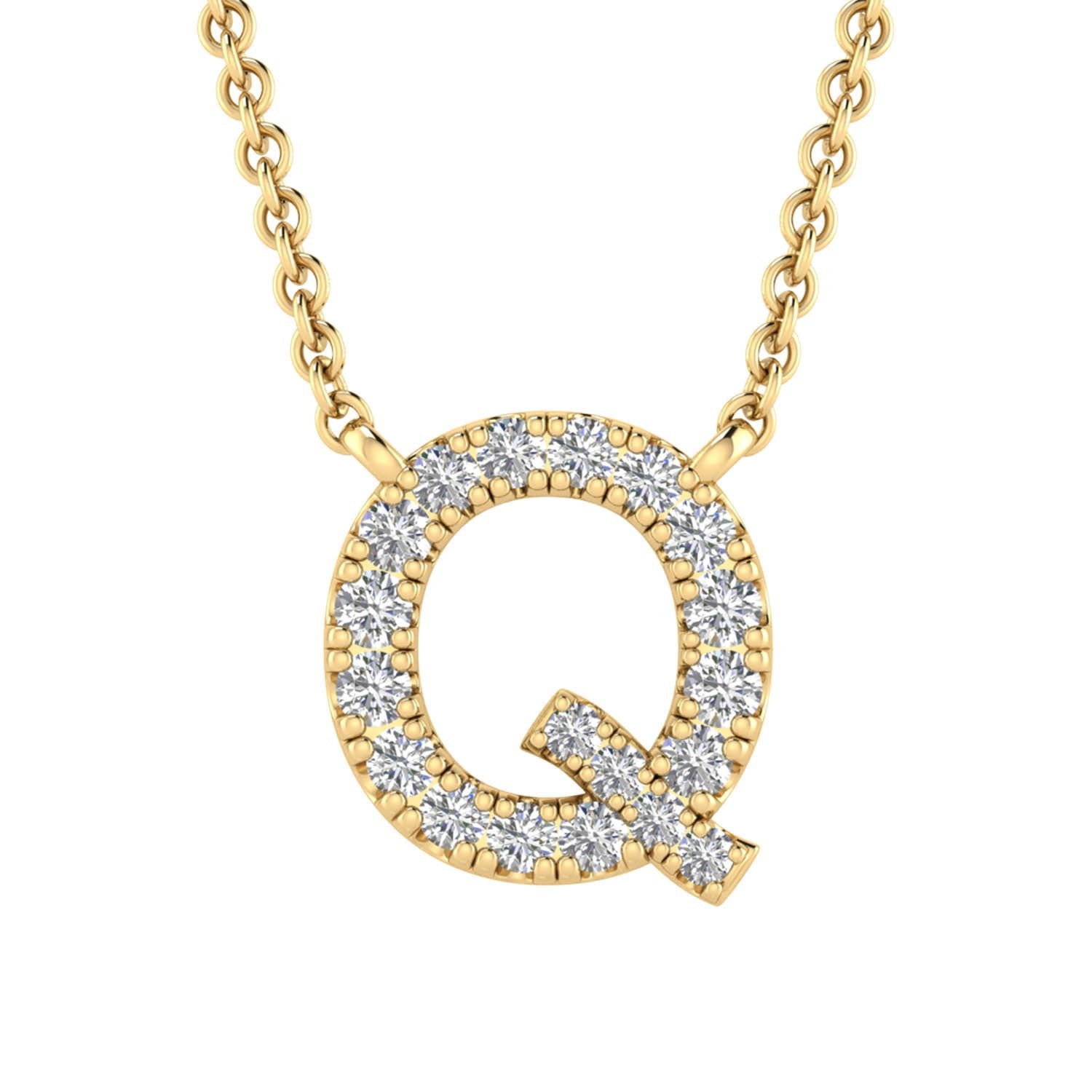 9ct Yellow Gold Diamond Initial 'Q' Necklace