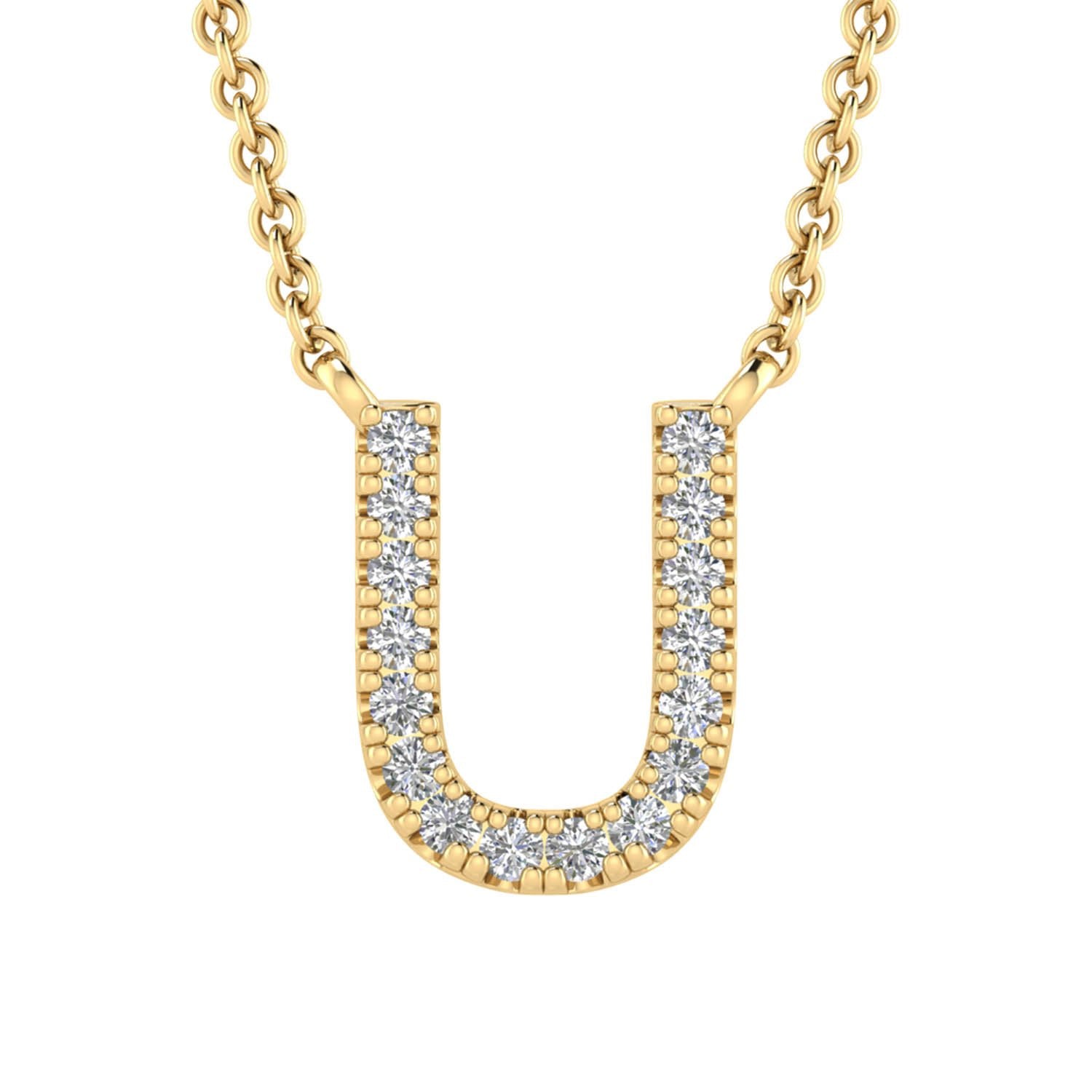 9ct Yellow Gold Diamond Initial 'U' Necklace