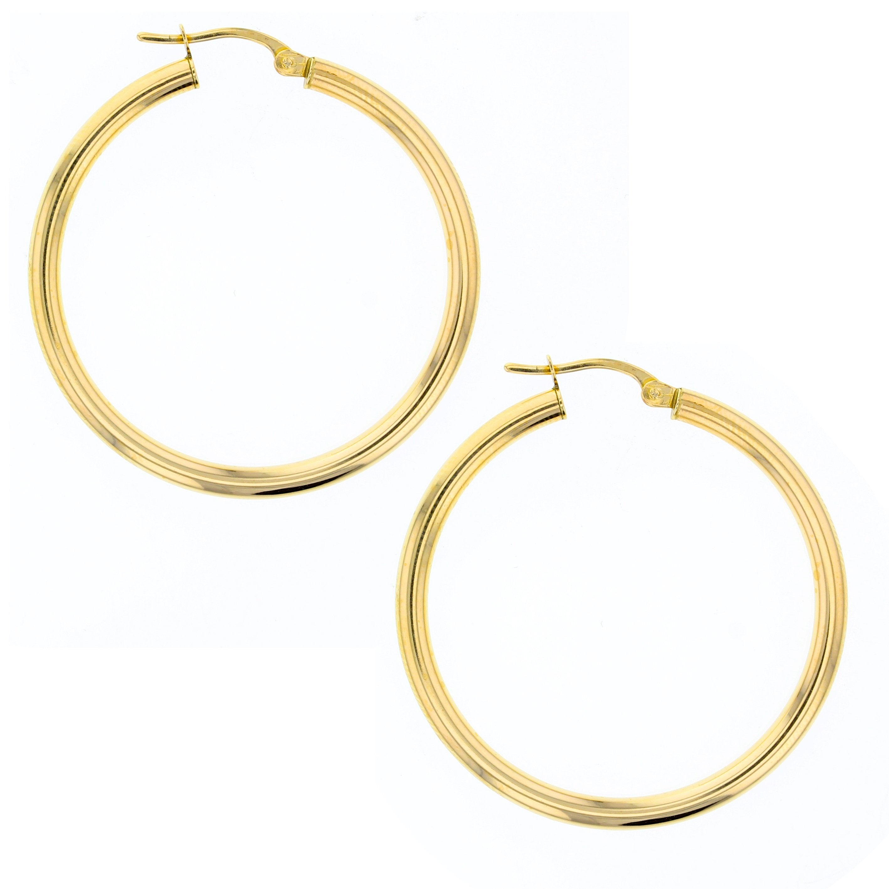 Plain 30mm Hoop Earrings in 9ct Gold